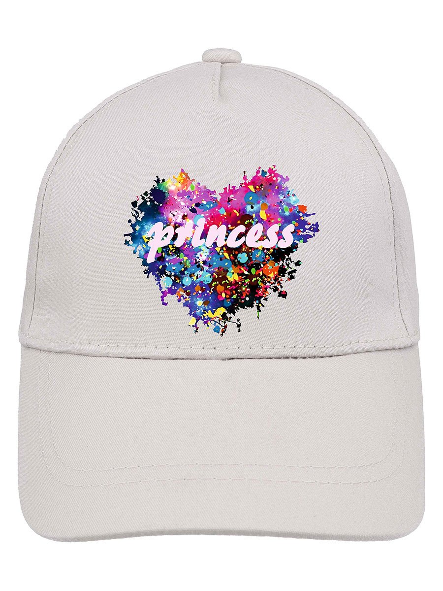 Dziewczęca czapka z daszkiem Princess serduszko jasnoszara Ambra r.50/52