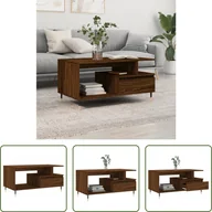 Ławy i stoliki kawowe - The Living Store stolik kawowy brązowy dąb 90x49x45 cm materiał drewnopochodny - miniaturka - grafika 1