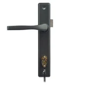 Akcesoria do ogrodzeń - Klamka z szyldem ocynk antracyt struktura Polbram - miniaturka - grafika 1