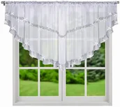 Firany - Firana gotowa krótka z cyrkoniami 85x380 Firany do kuchni firanki cekiny - miniaturka - grafika 1