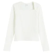 Bluzki dla dziewczynek - Cool Club, Bluzka dziewczęca z długim rękawem, prążkowana, biała - miniaturka - grafika 1