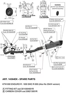 Zestaw części zamiennych do rury wydechowej LeoVince rura łącząca układ wydechowy do KTM 690 - Części motocyklowe - miniaturka - grafika 1