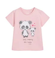 Bluzki dla niemowląt - T-shirt dla dziecka do 2 lat, z misiami panda, jasnoróżowy - miniaturka - grafika 1