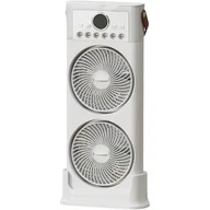 Wentylatory - Podwójny wentylator z nawilżaczem, 6 dysz, regulowany w zakresie 360°, cichy, USB C, przenośny, 3600 mAh (biały, 49 cm) - miniaturka - grafika 1