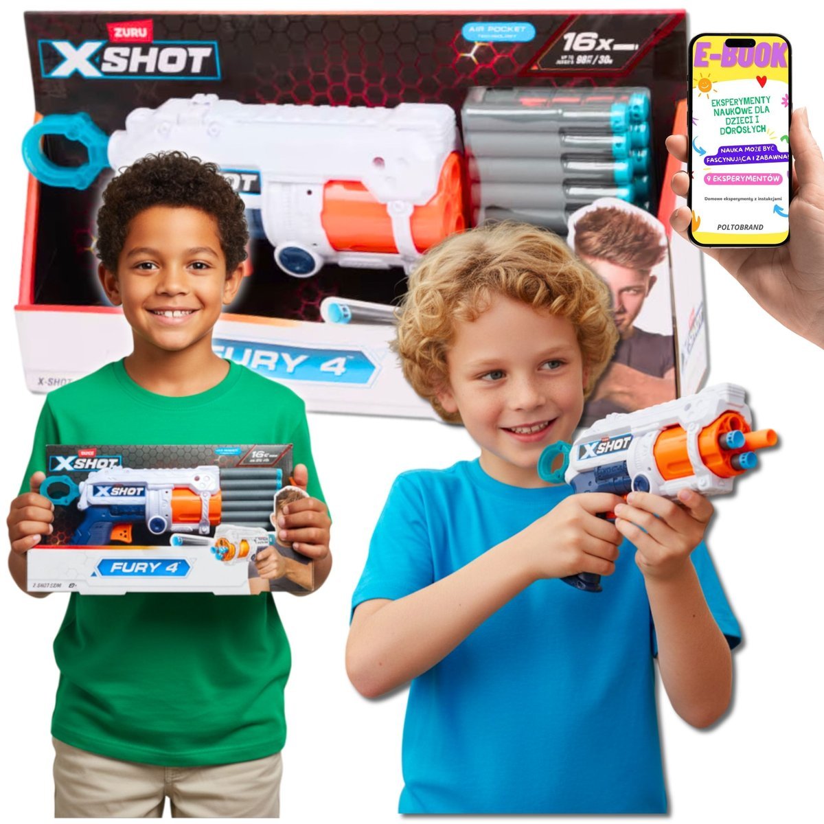 Pistolet Na Strzałki XSHOT FURY 4 Dla Dzieci 8+ Pistolet typu nerf PREZENT DLA CHŁOPCA WNUCZKA NA ŚWIĘTA + EBOOK