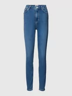 Spodnie damskie - Jeansy o kroju slim fit z wpuszczanymi kieszeniami - miniaturka - grafika 1