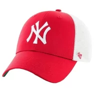 Czapki damskie - Czapka z daszkiem 47 Brand MLB New York Yankees Branson Cap (kolor Biały. Czerwony, rozmiar One size) - miniaturka - grafika 1