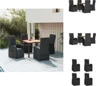 Fotele i krzesła ogrodowe - vidaXL 5-częściowy zestaw ogrodowy z poduszkami czarny rattan - krzesła ogrodowe - miniaturka - grafika 1