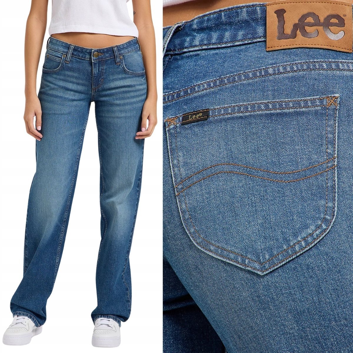 Lee ZOE Petal Blue niskie luźne proste damskie spodnie jeansowe W27 L31