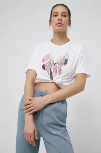 Koszulki i topy damskie - Only T-shirt bawełniany kolor biały - grafika 1
