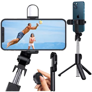 Uchwyt Alogy Bezprzewodowy Selfie Stick Bluetooth składany Tripod Mini statyw do telefonuZ lampką LED - Selfie stick - miniaturka - grafika 19
