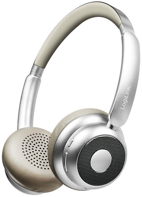 LogiLink Słuchawki z mikrofonem, BT6.0, ANC, srebrne