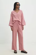 Komplety damskie - Answear Lab bluzka i spodnie bawełniane kolor różowy - miniaturka - grafika 1