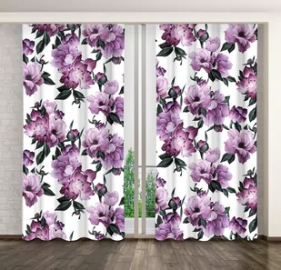 Zasłona Gotowa Na Żabki, 160X250, Biała W Kwiaty, Zmb-61 - Zasłony - miniaturka - grafika 1