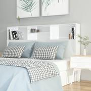 Inne meble do sypialni - Lumarko Wezgłowie łóżka z półkami, biel z połyskiem, 160x19x103,5 cm - miniaturka - grafika 1