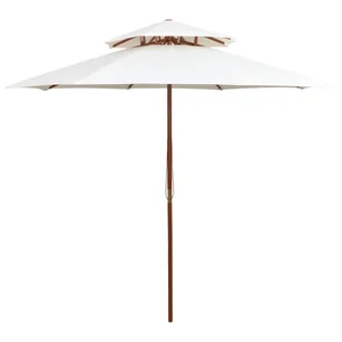 Parasol z podwójnym daszkiem, 270x270 cm drewno, kremowy - Parasole ogrodowe - miniaturka - grafika 1