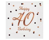 Folia, papier śniadaniowy, serwetki - Serwetki B&C Happy 40 Birthday białe 33x33cm 20szt - Godan - miniaturka - grafika 1