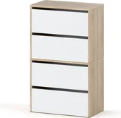 Szafki na buty - STIV Möbel Szafka na buty, stojak na buty z 4 klapami na zawiasach na ok. 12 par butów 60 x 100 x 36 cm Szafka na buty dąb Sanoma/biały mat - miniaturka - grafika 1