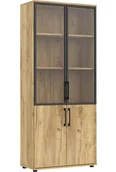 Witryny - Zamykany regał biurowy z witryną dąb craft F9-M74 - miniaturka - grafika 1