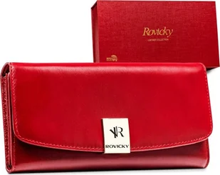 Rovicky Duży, skórzany portfel damski na zatrzask z systemem RFID — Rovicky - Portfele - miniaturka - grafika 1