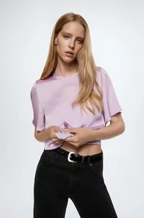 Bluzki damskie - Mango Mango bluzka Nice damska kolor fioletowy gładka - grafika 1