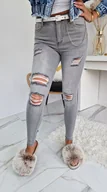 Spodnie damskie - SPODNIE JEANSOWE PARIS JEANS  GOODIES SZARE - ETNEE - miniaturka - grafika 1