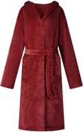 Bielizna sportowa męska - vidaXL Szlafrok z kapturem Bordeaux Czerwony xxxl Flanela - miniaturka - grafika 1
