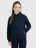Bluzy dla dziewczynek - 4F Bluza dresowa nierozpinana z kapturem dziewczęca - granatowa 164 (13-14 lat) - miniaturka - grafika 1