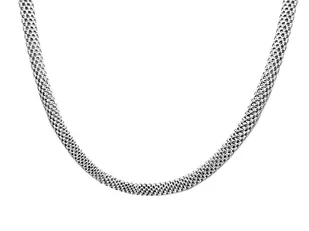 Srebrny naszyjnik 925 elegancki szeroki splot błyszczący na prezent - Naszyjniki - miniaturka - grafika 1