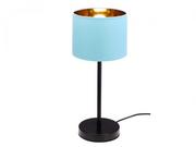 Lampy stojące - Lampa stołowa czarna niebiesko-złoty abażur - miniaturka - grafika 1