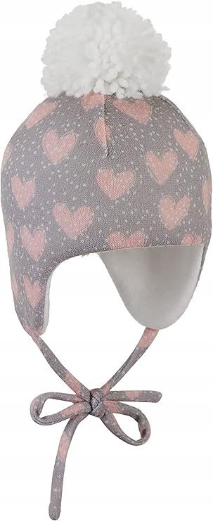 STERNTALER ZIMOWA CZAPKA DZIECIĘCA SZARA W SERDUSZKA Z POMPONEM 47 6FA