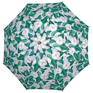 Parasol damski Perletii Green Camelie półautomatyczny długi wzór kwiatowy - Parasole - miniaturka - grafika 1