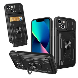 Etui pancerne Alogy Camshield Stand Ring Wallet z osłonką na aparat i miejscem na karty do Apple iPhone 14 czarne + Szkło - Etui i futerały do telefonów - miniaturka - grafika 2