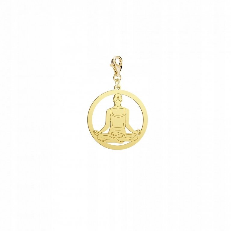 Złoty Charms Kwiat Lotosu Joga 925 Prezent DEDYKACJA GRATIS