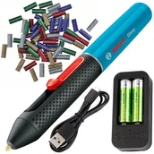 Pistolety do klejenia - Pistolet do kleju BOSCH Gluey Niebieski 06032A2104 + Zestaw wkładów brokatowych - miniaturka - grafika 1