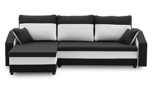 Narożnik rozkładany do salonu, Hewlet, 230x140x75 cm, biel, czarny - Narożniki - miniaturka - grafika 1