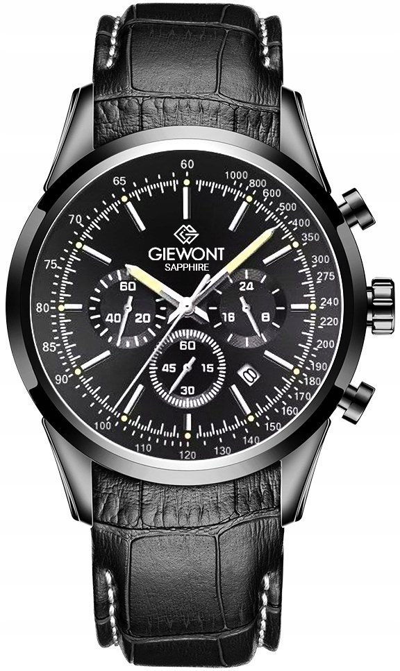 Zegarek Giewont Zegarek Męski Giewont Chronograph Sapphire Czarny GW7650-A4