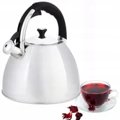 Czajniki na gaz - Srebrny czajnik tradycyjny z gwizdkiem na gaz indukcje 3,2L - miniaturka - grafika 1