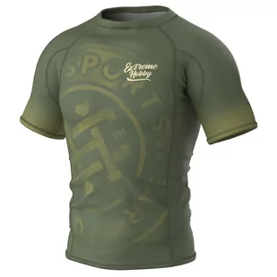 Rashguard na siłownię męski z krótkim rękawem EXTREME HOBBY BADGE - Koszulki sportowe męskie - miniaturka - grafika 1