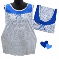 Bielizna nocna - BAWEŁNA KOSZULA NOCNA na ramiączkach drobny kwiat prezent chaber 52 54 6XL - miniaturka - grafika 1