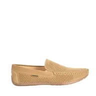 Mokasyny męskie - MĘSKIE MOKASYNY AŻUROWE HAVER AB96L-17 BEŻOWE ZAMSZOWE - miniaturka - grafika 1
