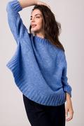 Swetry damskie - Sweter Oversize z Nietoperzowym Rękawem - Lazurowy - miniaturka - grafika 1