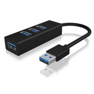 Huby USB - ICYBOX icybox Hub IB-HUB1419-U3 USB 3.0 na 4-Port Type-A Aluminium czarny Kabel 15cm - miniaturka - grafika 1