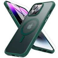 Etui i futerały do telefonów - MYBAT PRO Magnetyczne matowe etui na telefon iPhone 14 Pro Max (6,7) z osłoną ekranu, kompatybilne z Magsafe, matowym tyłem, odporne na odciski palców, odporne na zarysowania, zielone - miniaturka - grafika 1