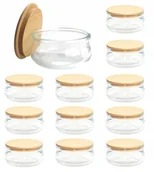 Pojemniki kuchenne - 12x Pojemniki na przyprawy eleganckie szkło z drewnianą pokrywką 210 ml - miniaturka - grafika 1