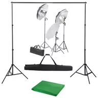 Lampy studyjne - vidaXL Lampa studyjna Fotograficzny zestaw studyjny z lampami i tłem 3055123 - miniaturka - grafika 1