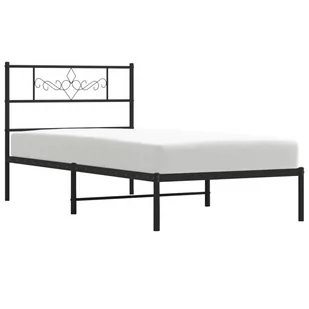 Metalowa rama łóżka z wezgłowiem, czarna, 80x200 cm Lumarko! - Łóżka - miniaturka - grafika 4