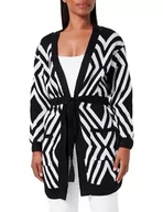Swetry damskie - SIDONA Damski kardigan 19019438-SI01, czarny wełniany biały, M/L, czarny wełniany biały, M-L - miniaturka - grafika 1