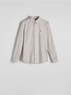 Koszule męskie - Reserved - Bawełniana koszula slim fit - beżowy - miniaturka - grafika 1