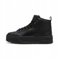 Sneakersy damskie - Sneakersy damskie Puma Karmen II Mid sportowe za kostkę czarne skórzane - miniaturka - grafika 1
